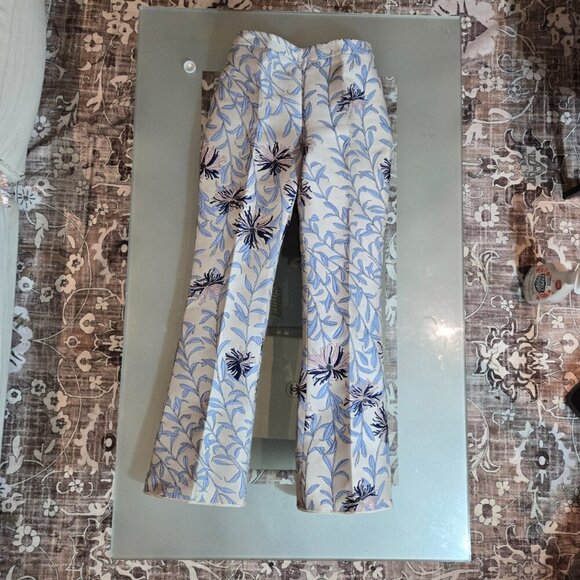 Giambattista Valli | Blue Floral Print Pant | Silk Blend Made in Italy | Size 42 - Picture 5 of 10